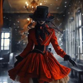 Skullflare style, Midjourney V6.1: haute-couture fashion outfit