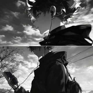 Skullflare style, Midjourney V6.1: black-and-white manga comic strip