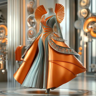 Orion Ink League style, Midjourney V6.1: haute-couture fashion outfit