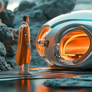 Orion Ink League style, Midjourney V6.1: cinematic shot from sci-fi movie