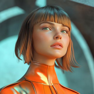 Orion Ink League style, Midjourney V6.1: photographic portrait of female protagonist