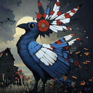 Gyrfalcon Canting style, Midjourney V6.1: traditional folk art
