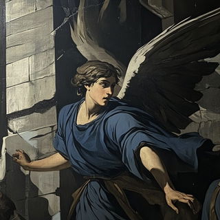 Gyrfalcon Canting style, Midjourney V6.1: classical 18th-century oil painting