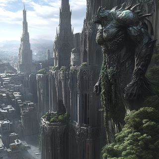 Ornacascade style, Midjourney V6.1: megacity with futuristic bioarchitecture