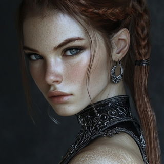 Ornacascade style, Midjourney V6.1: photographic portrait of female protagonist