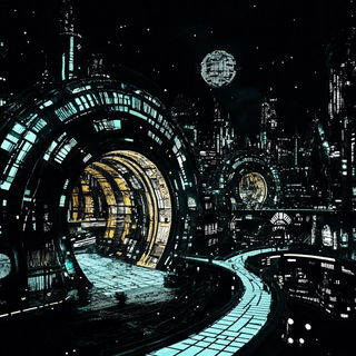 Fluorink style, Midjourney V6.1: cinematic shot from sci-fi movie