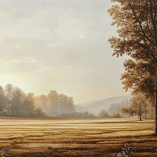 Gouache Tangle style, Midjourney V6.1: realistic landscape photograph of quiet dawn