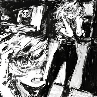 Cascade Visage style, Midjourney V6.1: black-and-white manga comic strip