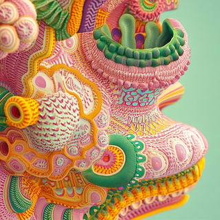 Millefleur Cutshape style, Midjourney V6.1: abstract 3D render