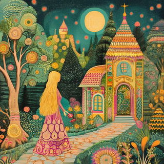 Millefleur Cutshape style, Midjourney V6.1: retro fairy-tale illustration