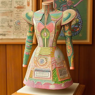 Millefleur Cutshape style, Midjourney V6.1: haute-couture fashion outfit