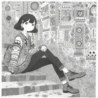 Millefleur Cutshape style, Midjourney V6.1: black-and-white manga comic strip