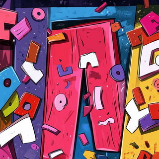 Diorama Botanomech style, Midjourney V6.1: typographic composition with large letters