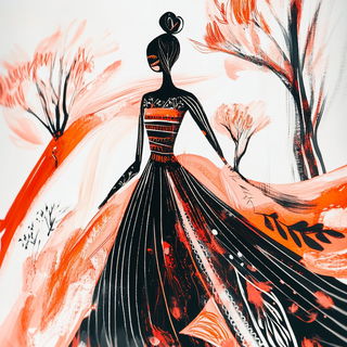 Corridorwarp style, Midjourney V6.1: haute-couture fashion outfit