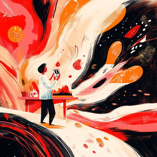 Corridorwarp style, Midjourney V6.1: editorial illustration for popular scientific magazine cover