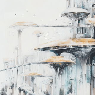 Mosaicophore style, Midjourney V6.1: megacity with futuristic bioarchitecture
