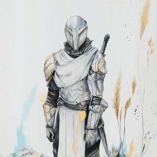 Mosaicophore style, Midjourney V6.1: concept art character design of retropunk steam knight