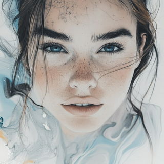 Mosaicophore style, Midjourney V6.1: photographic portrait of female protagonist