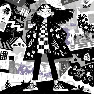 Nacreflux style, Midjourney V6.1: black-and-white manga comic strip