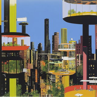 Rotoscar style, Midjourney V6.1: megacity with futuristic bioarchitecture