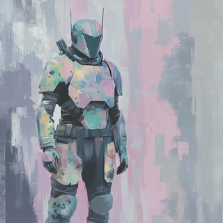 Sunmetal Afterglow style, Midjourney V6.1: concept art character design of retropunk steam knight