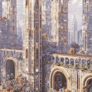 Cartorust style, Midjourney V6.1: megacity with futuristic bioarchitecture