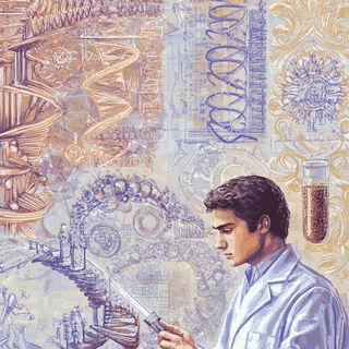 Cartorust style, Midjourney V6.1: editorial illustration for popular scientific magazine cover
