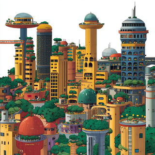 Gildenshroom style, Midjourney V6.1: megacity with futuristic bioarchitecture