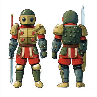 Gildenshroom style, Midjourney V6.1: concept art character design of retropunk steam knight