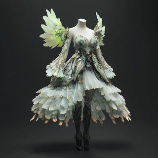 Mortise Moonwork style, Midjourney V6.1: haute-couture fashion outfit