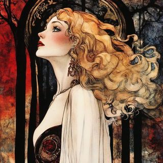 Analog Surrealist Embroidery style, Midjourney V6.1: retro fairy-tale illustration