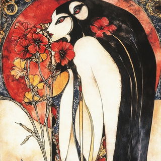 Analog Surrealist Embroidery style, Midjourney V6.1: traditional folk art