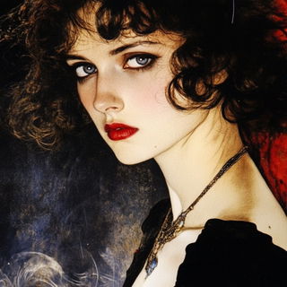 Analog Surrealist Embroidery style, Midjourney V6.1: photographic portrait of female protagonist