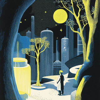 Mosaicglyphics style, Midjourney V6.1: editorial illustration for popular scientific magazine cover