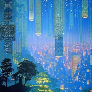 Meteorfoil style, Midjourney V6.1: megacity with futuristic bioarchitecture