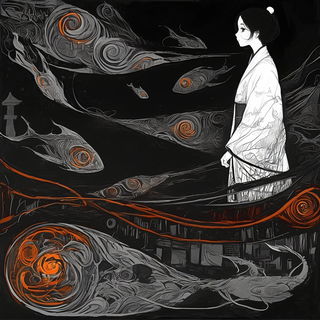 The Vermilion Scrapers style, Midjourney V6.1: black-and-white manga comic strip