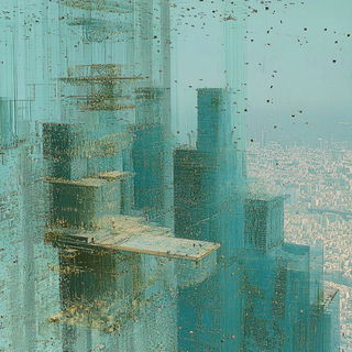 Pearlwarp style, Midjourney V6.1: megacity with futuristic bioarchitecture