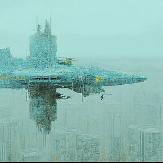 Pearlwarp style, Midjourney V6.1: cinematic shot from sci-fi movie