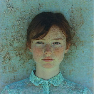 Pearlwarp style, Midjourney V6.1: photographic portrait of female protagonist