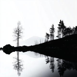 Impastographica style, Midjourney V6.1: realistic landscape photograph of quiet dawn