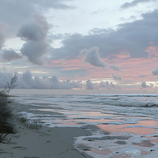 Petalopolis style, Midjourney V6.1: realistic landscape photograph of quiet dawn