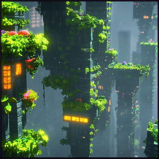Winterblack style, Midjourney V6.1: megacity with futuristic bioarchitecture