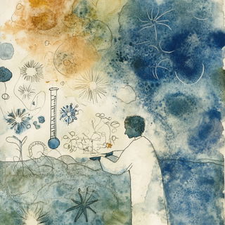 Etchrover style, Midjourney V6.1: editorial illustration for popular scientific magazine cover