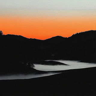 Giltblockism style, Midjourney V6.1: realistic landscape photograph of quiet dawn