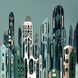Folkloreflux style, Midjourney V6.1: megacity with futuristic bioarchitecture