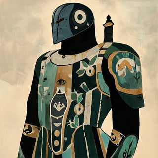 Folkloreflux style, Midjourney V6.1: concept art character design of retropunk steam knight