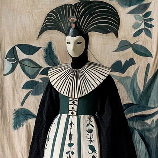 Folkloreflux style, Midjourney V6.1: haute-couture fashion outfit