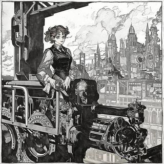 Rust Mandorla Bindery style, Midjourney V6.1: black-and-white manga comic strip
