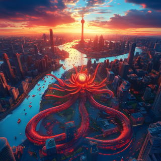 Bluebird Elevation style, Midjourney V6.1: megacity with futuristic bioarchitecture
