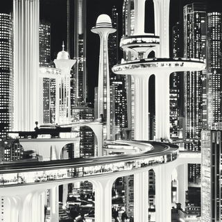 Glimmercaravan style, Midjourney V6.1: megacity with futuristic bioarchitecture